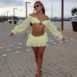 Sexy Navel-baring Three-dimensional Decorative Miniskirt Suit