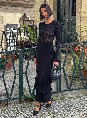 Sexy Ruffled Bodycon Knit Dress