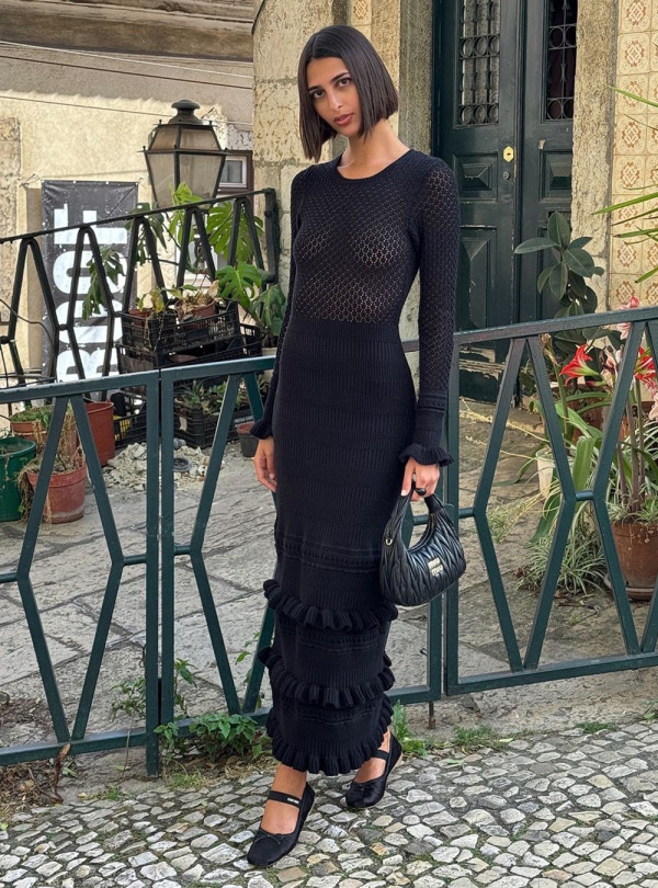 Sexy Ruffled Bodycon Knit Dress