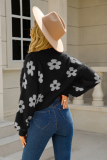 Short Knitted Sweater Floral Cardigan Sweater