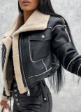 Lamb Wool Coat New Short Zipper Motorcycle Jacket Tops