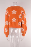 Short Knitted Sweater Floral Cardigan Sweater