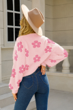 Short Knitted Sweater Floral Cardigan Sweater