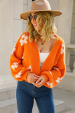 Short Knitted Sweater Floral Cardigan Sweater