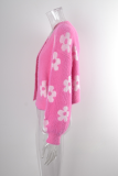 Short Knitted Sweater Floral Cardigan Sweater
