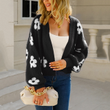 Short Knitted Sweater Floral Cardigan Sweater