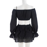 Sexy Navel-baring Three-dimensional Decorative Miniskirt Suit