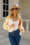 Short Knitted Sweater Floral Cardigan Sweater