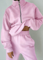 Casual Sweatshirt Fleece Sports Street Two-piece Set