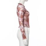 New Mesh Printed Fungus Top T-shirt