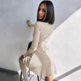 Simple Solid Color Back Strapped Waist Dress