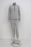 Casual Sweatshirt Fleece Sports Street Two-piece Set
