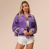 Lapel Jacket Sequin Embroidered Corduroy Rugby Top