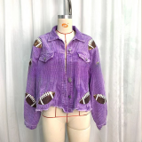 Lapel Jacket Sequin Embroidered Corduroy Rugby Top