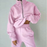 Casual Sweatshirt Fleece Sports Street Two-piece Set