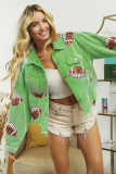 Lapel Jacket Sequin Embroidered Corduroy Rugby Top