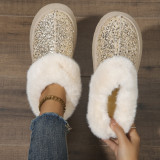 Large Size Sequined Thick Sole Thickened Plush Snow Boots