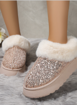 Large Size Sequined Thick Sole Thickened Plush Snow Boots