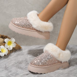 Large Size Sequined Thick Sole Thickened Plush Snow Boots