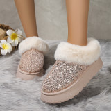 Large Size Sequined Thick Sole Thickened Plush Snow Boots