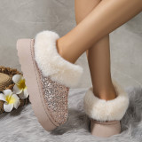 Large Size Sequined Thick Sole Thickened Plush Snow Boots