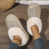 Large Size Sequined Thick Sole Thickened Plush Snow Boots