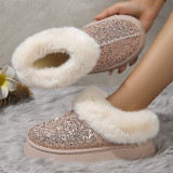 Large Size Sequined Thick Sole Thickened Plush Snow Boots