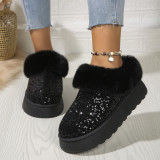 Large Size Sequined Thick Sole Thickened Plush Snow Boots