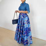 Fashionable Casual Printed Lapel Shirt Dress