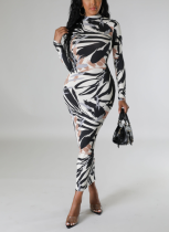 Fashionable and Slim-fitting Pit Print Dress