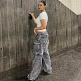 Stylish Multi-Pocket Plus Size Work Straight Jeans