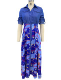 Fashionable Casual Printed Lapel Shirt Dress