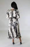 Fashionable Casual Long Sleeve Pleated Skirt Suit