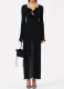 Solid Color Three-dimensional Flower V-neck Slit Dress