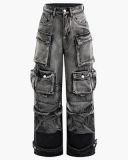 Stylish Multi-Pocket Plus Size Work Straight Jeans