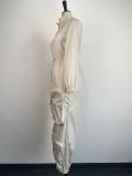Casual Metal Zipper Waist Work Jumpsuit