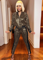 Fashion Zipper Jacket, Slim Fit, Split-Leg Pants, Sequined Fashion Two-Piece Suit