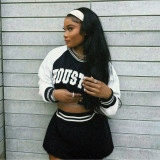 Casual Slim Baseball Sweatshirt and Skirt Suit