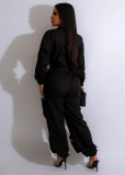 Casual Metal Zipper Waist Work Jumpsuit