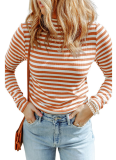 New Autumn Striped Sweater Casual Style Pullover Slim Fit Long Sleeve Top
