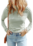 New Autumn Striped Sweater Casual Style Pullover Slim Fit Long Sleeve Top