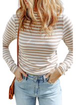 New Autumn Striped Sweater Casual Style Pullover Slim Fit Long Sleeve Top