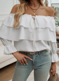 Temperament Loose Pleated Tube Top Lantern Sleeve Top