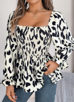 Casual Floral Long-Sleeved Ruffled Top