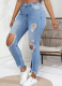 Fashion Washed Ripped Slim High Waist Stretch Vintage Jeans