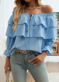 Temperament Loose Pleated Tube Top Lantern Sleeve Top
