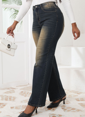 High Elastic Retro Straight Loose Casual Women's Jeans