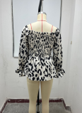 Casual Floral Long-Sleeved Ruffled Top