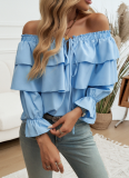 Temperament Loose Pleated Tube Top Lantern Sleeve Top