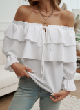 Temperament Loose Pleated Tube Top Lantern Sleeve Top